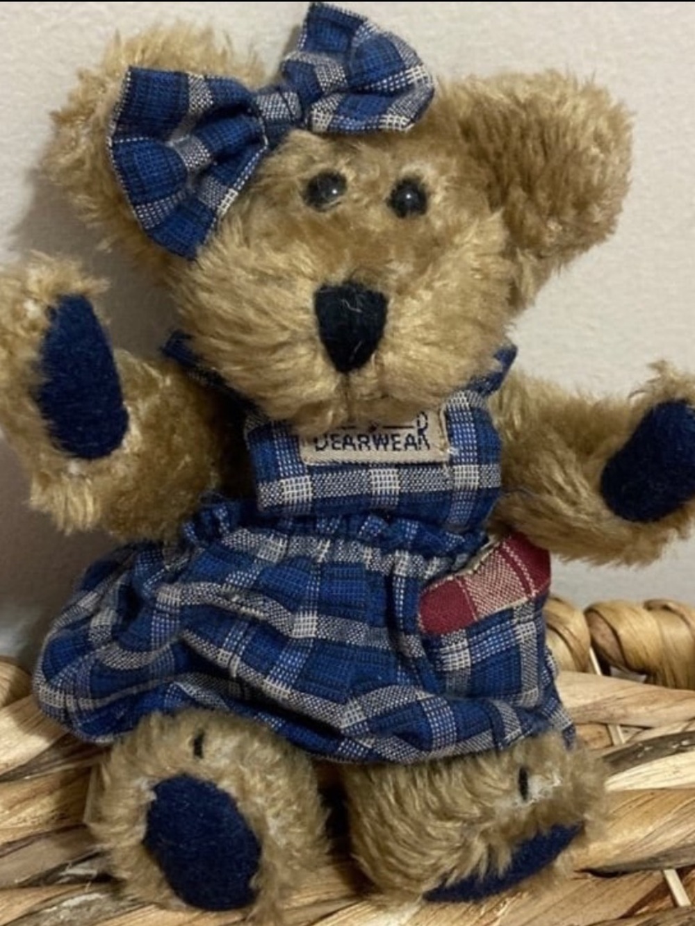 Boyd’s Bears Bearwear Blue Plaid Plush Bear with Bow